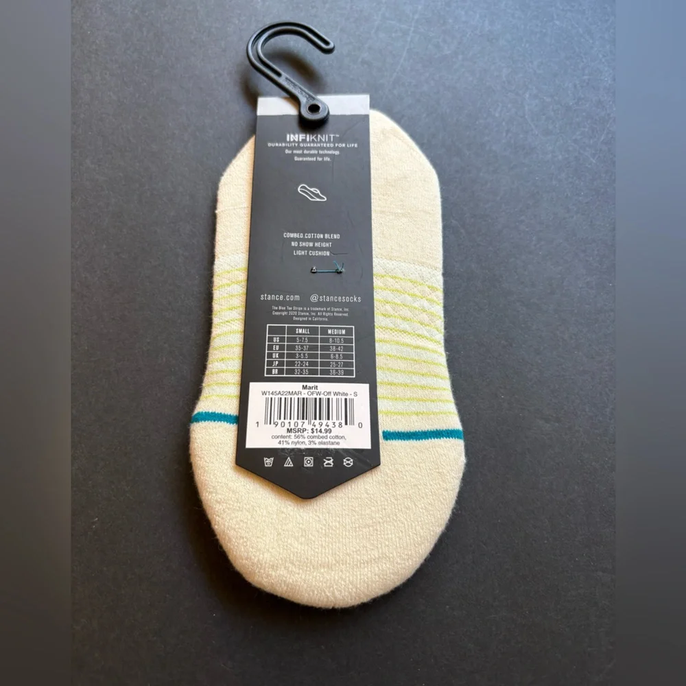 Stance Cream no show Socks with Blue and Yellow Stripes